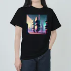 のんびりアート工房のサイバーパンク都市 ヘビーウェイトTシャツ