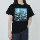 のんびりアート工房の未来都市 ヘビーウェイトTシャツ