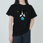 コチ(ボストンテリア)のボストンテリア(地球と月)[v2.8k] ヘビーウェイトTシャツ