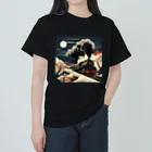 日本の風景 COOL JAPANの日本の風景:月夜のSL 蒸気機関車、Japanese senery: SL steam locomotive on a moonlit night Heavyweight T-Shirt