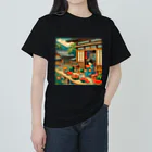 日本の風景 COOL JAPANの日本の風景:縁側でスイカを食べる Heavyweight T-Shirt