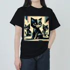 スタイル112の黒猫　キュビズム01 Heavyweight T-Shirt