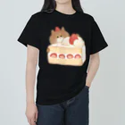 GOAT9 - ぼうし猫のイラストグッズ -のふわふわショートケーキ ヘビーウェイトTシャツ