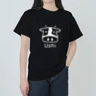 MrKShirtsのUshi (牛) 白デザイン ヘビーウェイトTシャツ