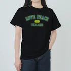 サトオのlove Peace ウクライナ 青文字　カレッジロゴ風 ヘビーウェイトTシャツ