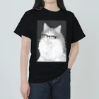 nya-mew（ニャーミュー）の眼鏡ニャン子（めがねにゃんし） ヘビーウェイトTシャツ