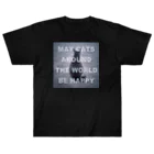 ねことつりのMay cats around the world be happy Heavyweight T-Shirt