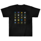 HIGARI BLUEの日本の蝶 Butterflies of Japan 1（本州、四国、九州  Honshu, Shikoku, Kyushu）★英名、和名、学名 [ダークカラー] Heavyweight T-Shirt