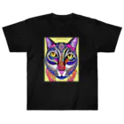 miamissioneのカラフルでエスニックテイストでポップな猫－Colorful, ethnic flavored, pop cat. ヘビーウェイトTシャツ