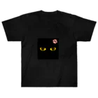 世界地図の黒猫さん ヘビーウェイトTシャツ