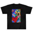 結華の障害者アート 手描きイラスト カラフル ハート Heavyweight T-Shirt