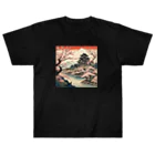 日本の風景 COOL JAPANの日本の風景、桜咲くお城　 Heavyweight T-Shirt