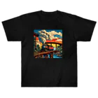 日本の風景 COOL JAPANの日本の風景:SL 蒸気機関車、Japanese senery:SL Steam locomotive Heavyweight T-Shirt