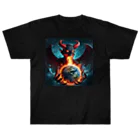 カビゴン商店の邪悪な炎を放つ巨大な悪魔の姿 ヘビーウェイトTシャツ