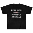 Let's go vegan!のReal men protect animals ヘビーウェイトTシャツ