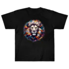 PALA's SHOP　cool、シュール、古風、和風、のLION　face１ ヘビーウェイトTシャツ