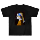 ojiartの真珠の耳飾りの猫 ヘビーウェイトTシャツ