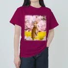 うさぎのうみちゃんねるショップのお花見うさぎ-うさぎのうみ Heavyweight T-Shirt