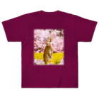 うさぎのうみちゃんねるショップのお花見うさぎ-うさぎのうみ Heavyweight T-Shirt