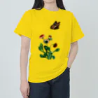 Saza-nami Antique designの花と蝶 ヘビーウェイトTシャツ