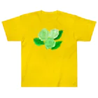 Lily bird（リリーバード）の緑のバラ3輪 輪郭緑色 ヘビーウェイトTシャツ