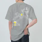 ビールとアート TM-3 Designの【両面プリント・左胸ロゴ入】名画 × BEER（浮世絵男女）白線画 Heavyweight T-Shirt