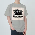 黒パグ🖤Black Pug laboratory🖤のdangerous Pug series ヘビーウェイトTシャツ
