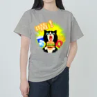 dodonkoshopの美味！ハンバーガー猫 ヘビーウェイトTシャツ