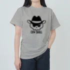 QUQU_WORKSのCOW SKULL テンガロンハットドクロ ブラック Heavyweight T-Shirt