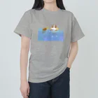 カワラリマーのゆらゆら海に犬さんとカメさん ヘビーウェイトTシャツ