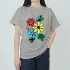 結華の障害者アート 手描きイラスト 花 Heavyweight T-Shirt