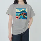 日本の風景 COOL JAPANの日本の風景:荒波にもまれる海がめ、Japanese scenery: Sea turtle caught in rough waves Heavyweight T-Shirt