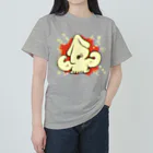 愉快レトロ雑貨屋★39太郎の正座のムキムキいかちゃん ヘビーウェイトTシャツ