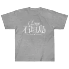 地名・観光地おしゃれグッズ製作所のiLOVE石垣島（タイポグラフィWHITE） Heavyweight T-Shirt