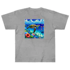 日本の風景 COOL JAPANの日本の風景:沖縄渡嘉志久ビーチの泳ぐ海がめ、Japanese scenery: Sea turtle swimming at Tokashiki Beach, Okinawa Heavyweight T-Shirt