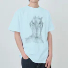 森図鑑の[森図鑑] ハシビロコウの顔 鉛筆画 Heavyweight T-Shirt
