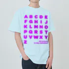 PyriteDesignの26 letters in the alphabet【Tshirt】【Design Color : Pink】【Design Print : Front】 ヘビーウェイトTシャツ