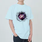 紅藤コミミズクのトリックアート「宇宙」 ヘビーウェイトTシャツ