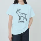 MrKShirtsのShika (シカ) 黒デザイン ヘビーウェイトTシャツ
