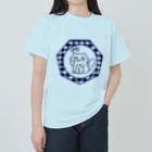 ヘーゼル色のどんぐりまなこの招き猫(青)一陽来復 Heavyweight T-Shirt