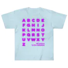 PyriteDesignの26 letters in the alphabet【Tshirt】【Design Color : Pink】【Design Print : Front】 ヘビーウェイトTシャツ