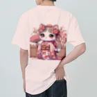 猫好き Japanの振り袖ねこ ヘビーウェイトTシャツ