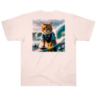 studio eizoのおいら波乗り🐈猫サーファー🏄 ヘビーウェイトTシャツ