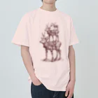 あさぎ9の3段エゾシカ（赤茶色） Heavyweight T-Shirt