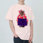 ヤママユ(ヤママユ・ペンギイナ)の着物ぺんぎんーいずれはキングヒナか杜若ー Heavyweight T-Shirt
