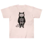 多分ねこのガイコツの仮装をする猫 ヘビーウェイトTシャツ