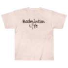 sports_tower スポーツタワーのバドミントン・Badminton・文字・おしゃれ・スポーツライフ・ラリー・デザイン・Tシャツ・スポーツ・かっこいい・かわいい・女子・男子・羽球・シャトル・スマッシュ・ラケット・プレーヤー・選手 ヘビーウェイトTシャツ