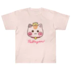 旅猫王子れぉにゃん👑😼公式(レイラ・ゆーし。)の(ピンクロゴ)顔だけ☆れぉにゃん ヘビーウェイトTシャツ