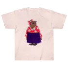 ヤママユ(ヤママユ・ペンギイナ)の着物ぺんぎんーいずれはキングヒナか杜若ー Heavyweight T-Shirt
