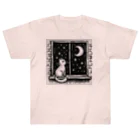 キキの夜空を眺める白猫 Heavyweight T-Shirt